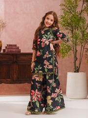 Ethnic Printed Doria Lawn Shirt with Gharara For Girls