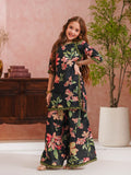 Ethnic Printed Doria Lawn Shirt with Gharara For Girls
