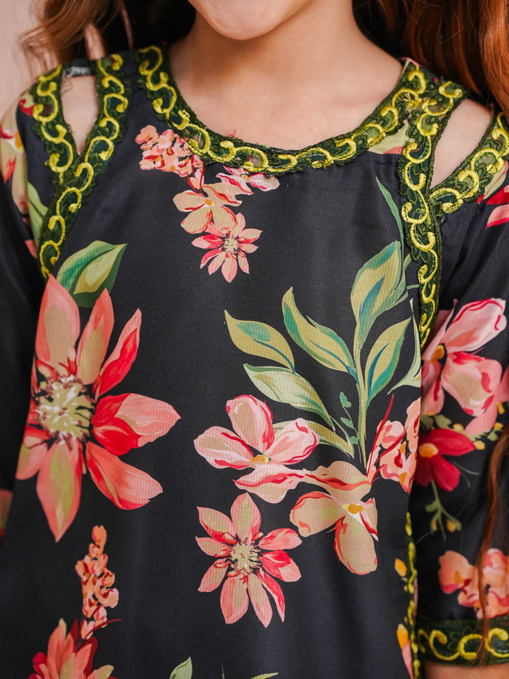 Ethnic Printed Doria Lawn Shirt with Gharara For Girls