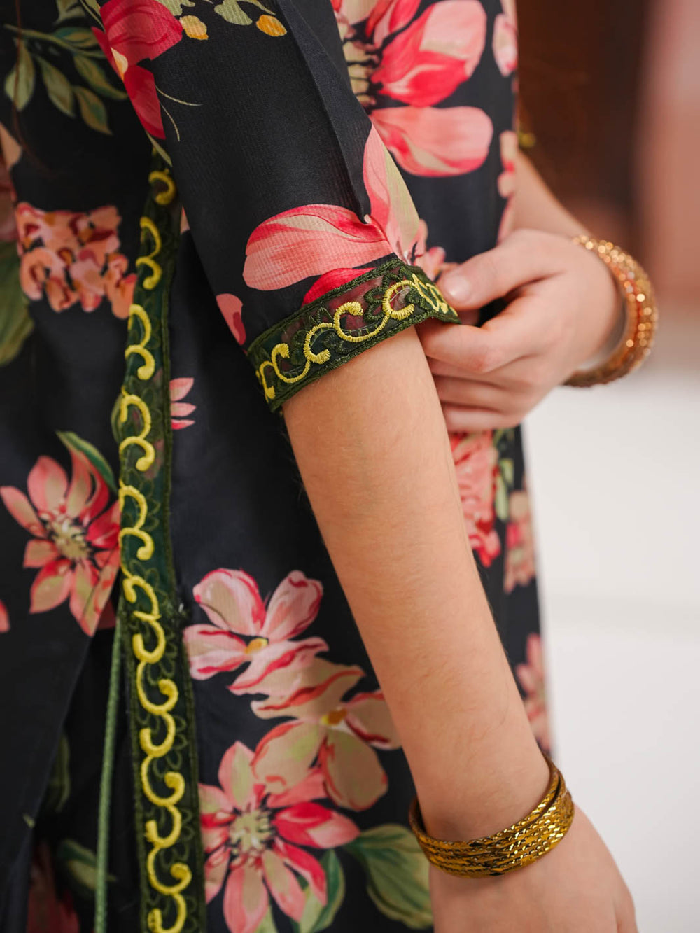 Ethnic Printed Doria Lawn Shirt with Gharara For Girls