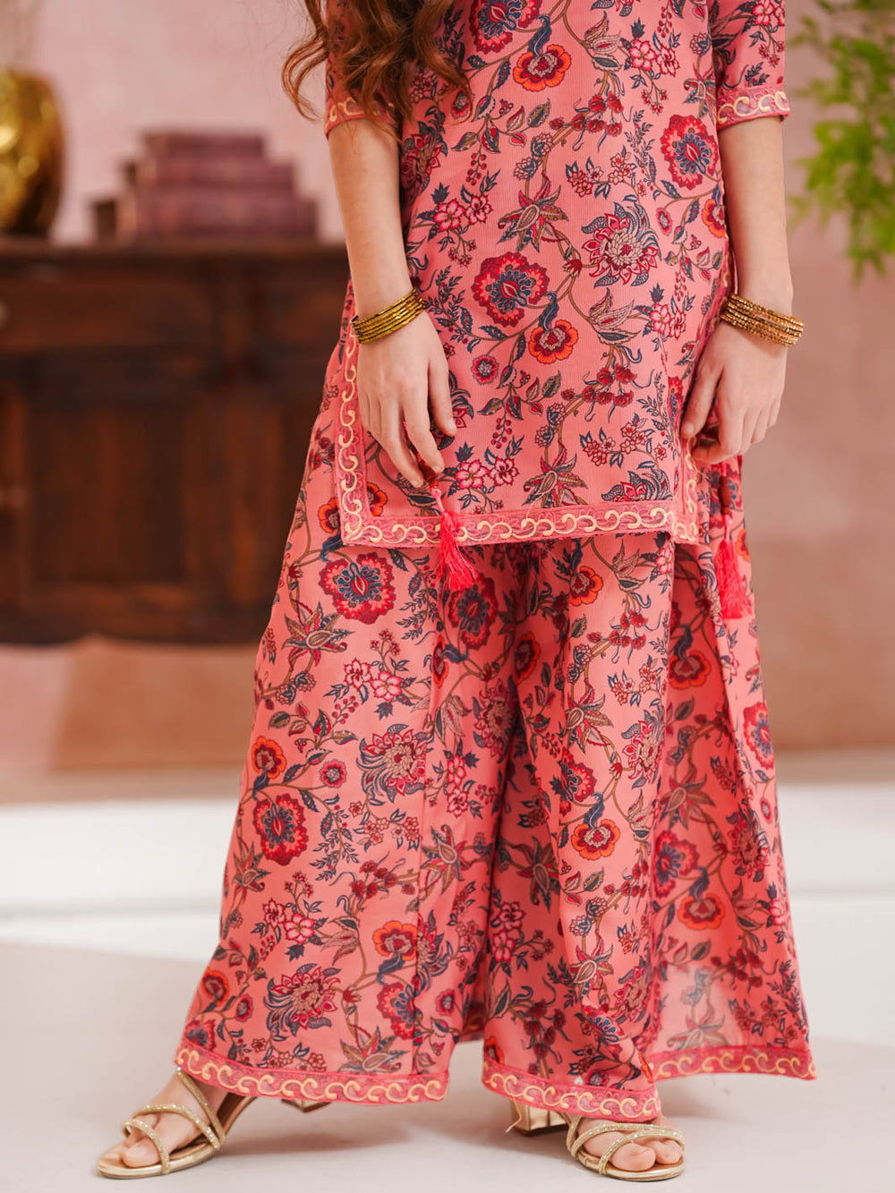 Printed Doria Lawn Shirt with Gharara – Ethnic Fusion For Girls