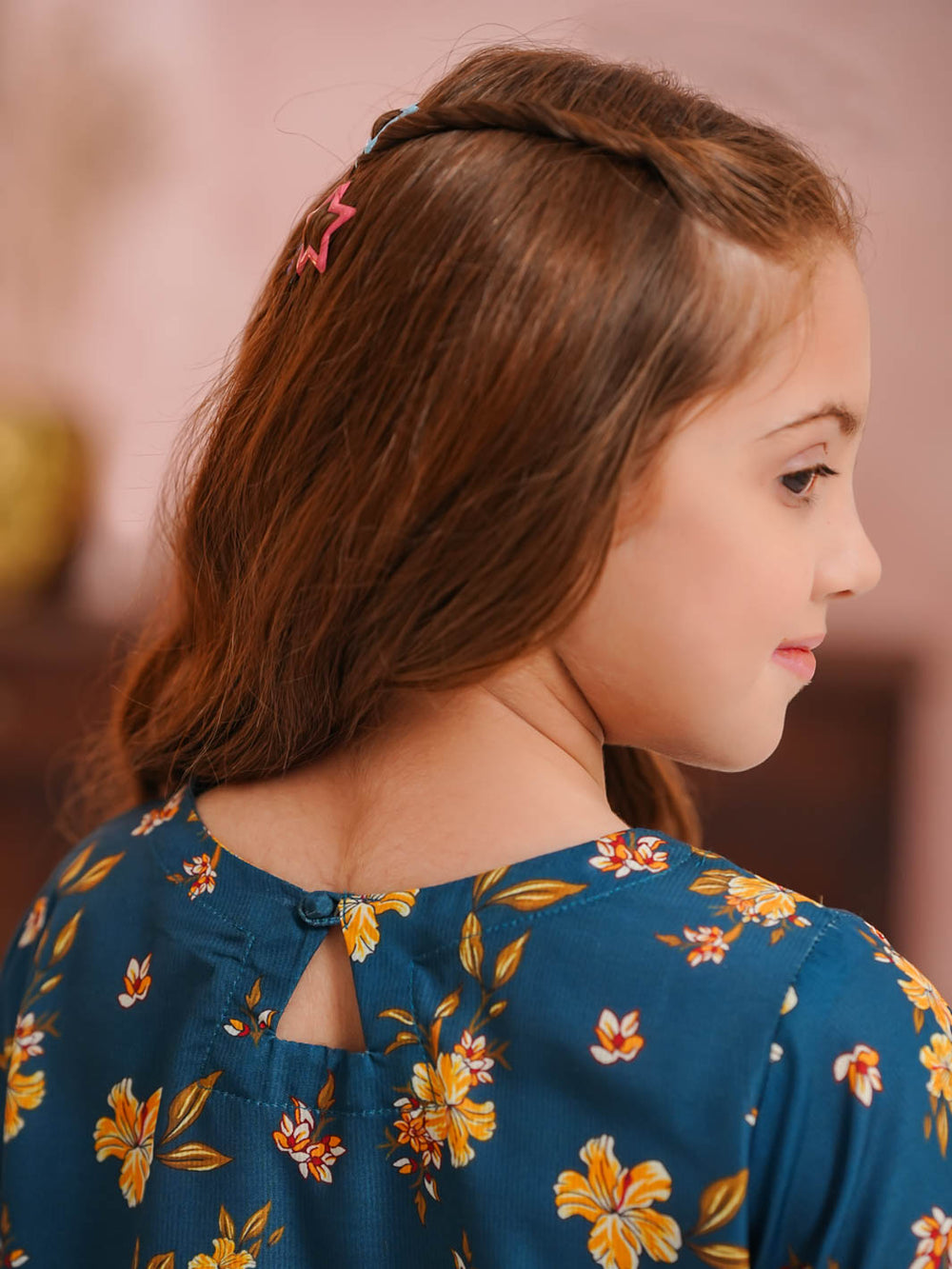 Teal Floral Printed Kids 2-Piece Set – Shirt & Trouser For Girls