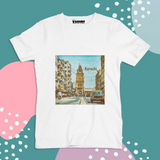 Karachi Street View Printed Truckart Theme T-Shirt For Unisex