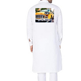 Yellow Classic Car Printed Truckart Theme Kurta Pajama For Men