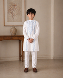 Boys White Mirror Work Kurta For Boys