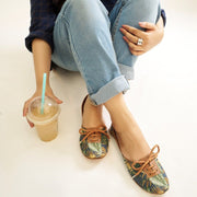 Tropicana Vibrant Tropical Lace-Up Flats For Women