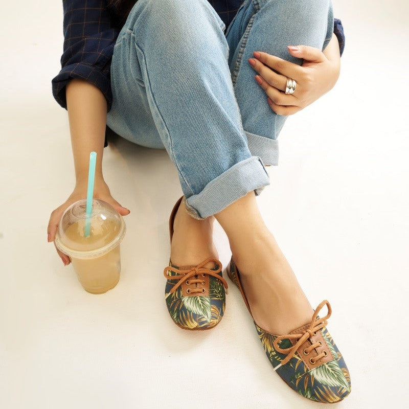 Tropicana Vibrant Tropical Lace-Up Flats For Women