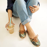 Tropicana Vibrant Tropical Lace-Up Flats For Women