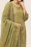 Mehndi Mirage - Unstitched 3-Piece Ensemble in Earthy Green Suit For Women