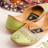 Mehfil Mirror Embellished Suede Khussa For Women