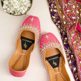 Mehfil Mirror Embellished Suede Khussa For Women
