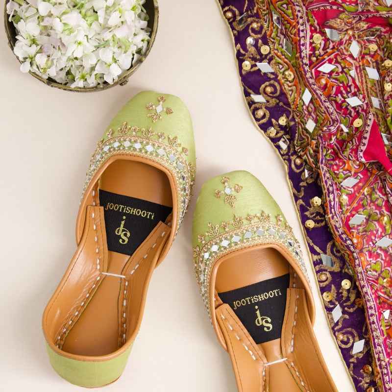 Mehfil Mirror Embellished Suede Khussa For Women