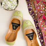 Mehfil Mirror Embellished Suede Khussa For Women