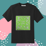 Green Floral Printed Truckart Theme T-Shirt For Unisex