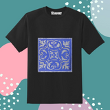 Blue Floral Printed Truckart Theme T-Shirt For Unisex