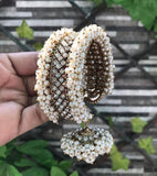 Pearl Bundai Gajra Bangles with Hanging Jhumki For Women