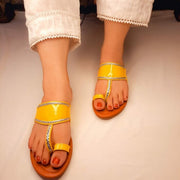 Casual Yellow Kolapuri – Bright & Breezy For Women