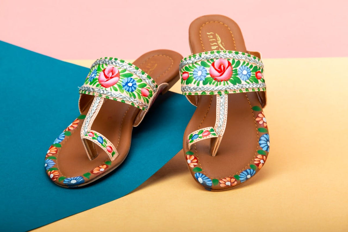 Light Pink Hand-Painted Kolapuri – Soft & Stylish For Women