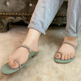 Mustard & Green Kolapuri with Diamante Straps For Women