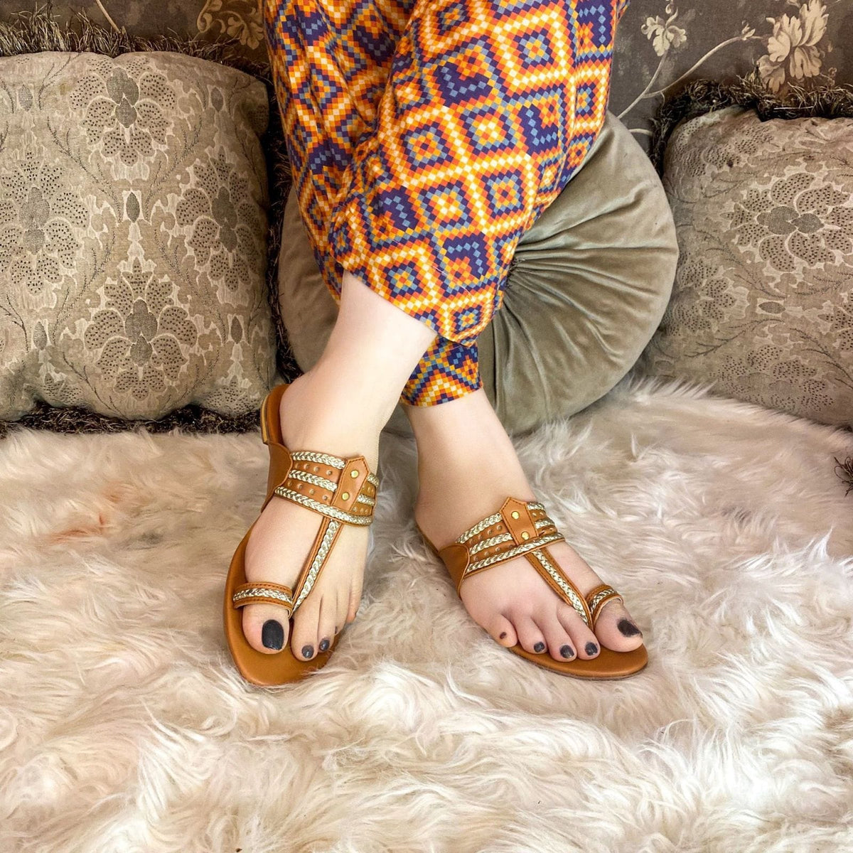 Timeless Braided Kolhapuri Flats For Women