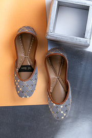 Elegant Sequins Khussa - Grey, Black, Teal Green, Mint Green For Women