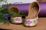 Floral Hand-Painted Khussa For Her - Purple, Pink & Green Design For Women