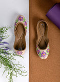 Floral Hand-Painted Khussa For Her - Purple, Pink & Green Design For Women