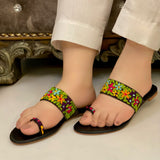 Sea Green And Black Floral Embroidered Flats – Comfort Meets Charm For Women