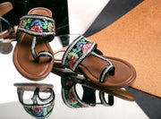 Timeless Elegance – Black Hand-Painted Kolhapuri Sandals For Women