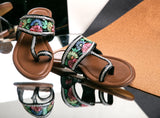 Timeless Elegance – Black Hand-Painted Kolhapuri Sandals For Women