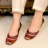 Brown Traditional Khussa with Cushioned Insole and Leather Sole For Women