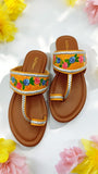 Bold & Bright – Yellow Hand-Painted Kolhapuri Sandals For Women
