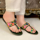 Green Embroidered Flats – Handcrafted Comfort & Style For Women