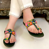 Green Embroidered Flats – Handcrafted Comfort & Style For Women