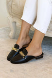 Elegant Gold Chain Square-Toe Mules For Women