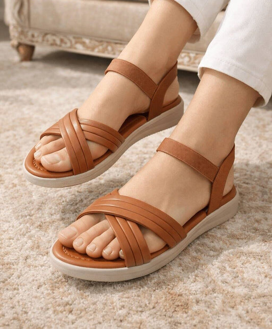 Mustard & Black Softy Sandals – Comfortable Everyday Flats For Women