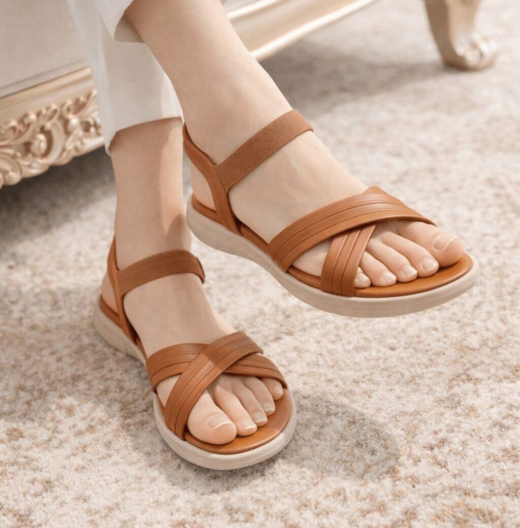 Mustard & Black Softy Sandals – Comfortable Everyday Flats For Women