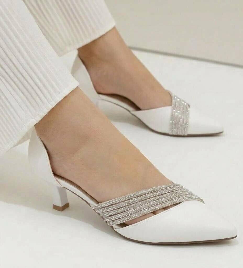 Elegant Rhinestone D’Orsay Kitten Heels For Women