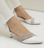Elegant Rhinestone D’Orsay Kitten Heels For Women