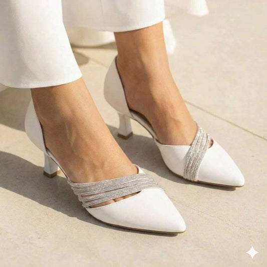 Elegant Rhinestone D’Orsay Kitten Heels For Women