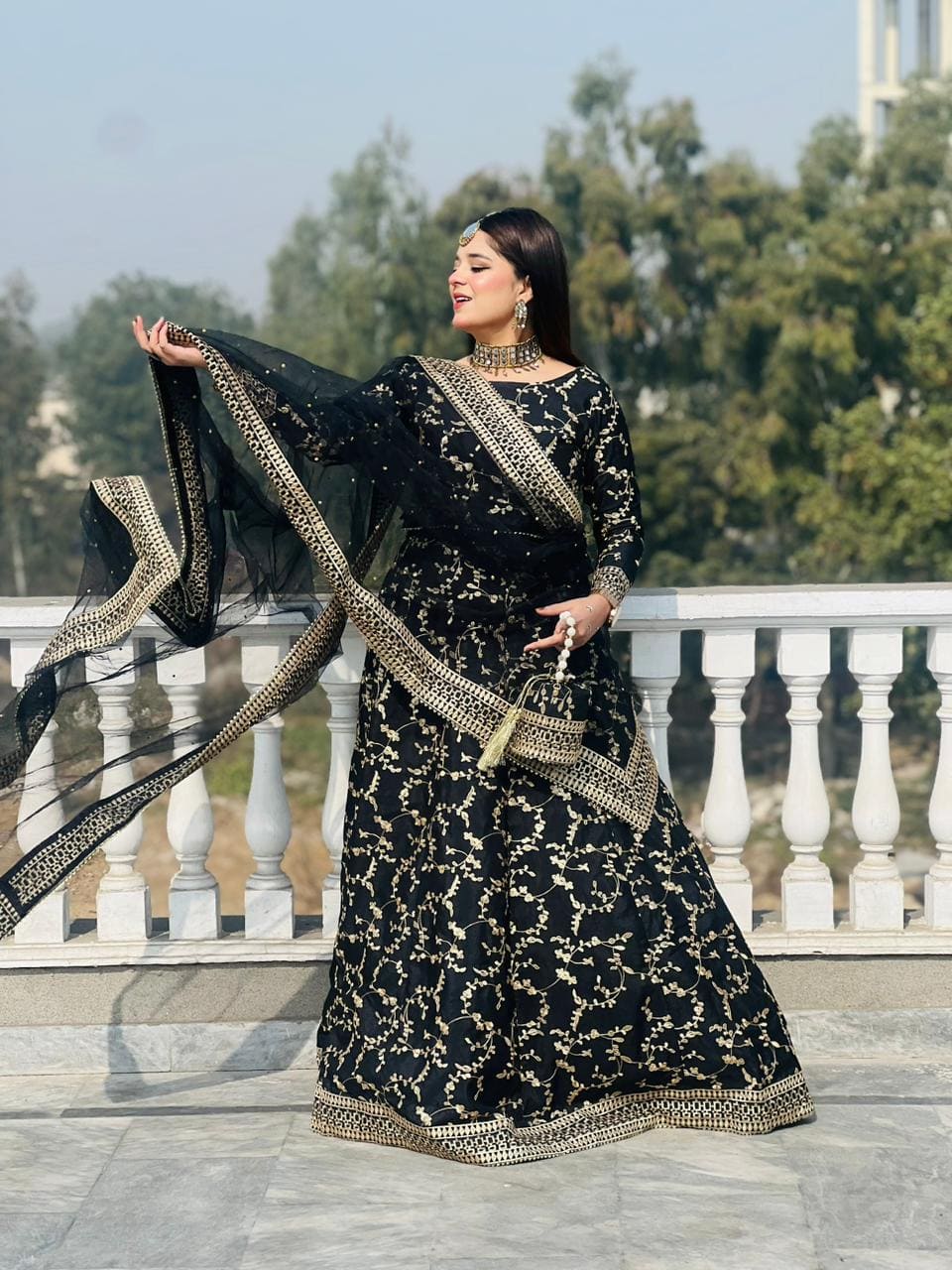 Black Ghazal Royal Tilla Lehenga Choli For Women
