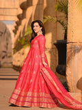 Hot Pink Gulnaar Royal Raw Silk Maxi For Women