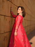 Hot Pink Gulnaar Royal Raw Silk Maxi For Women