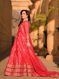 Hot Pink Gulnaar Royal Raw Silk Maxi For Women
