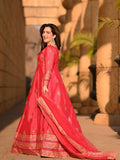 Hot Pink Gulnaar Royal Raw Silk Maxi For Women