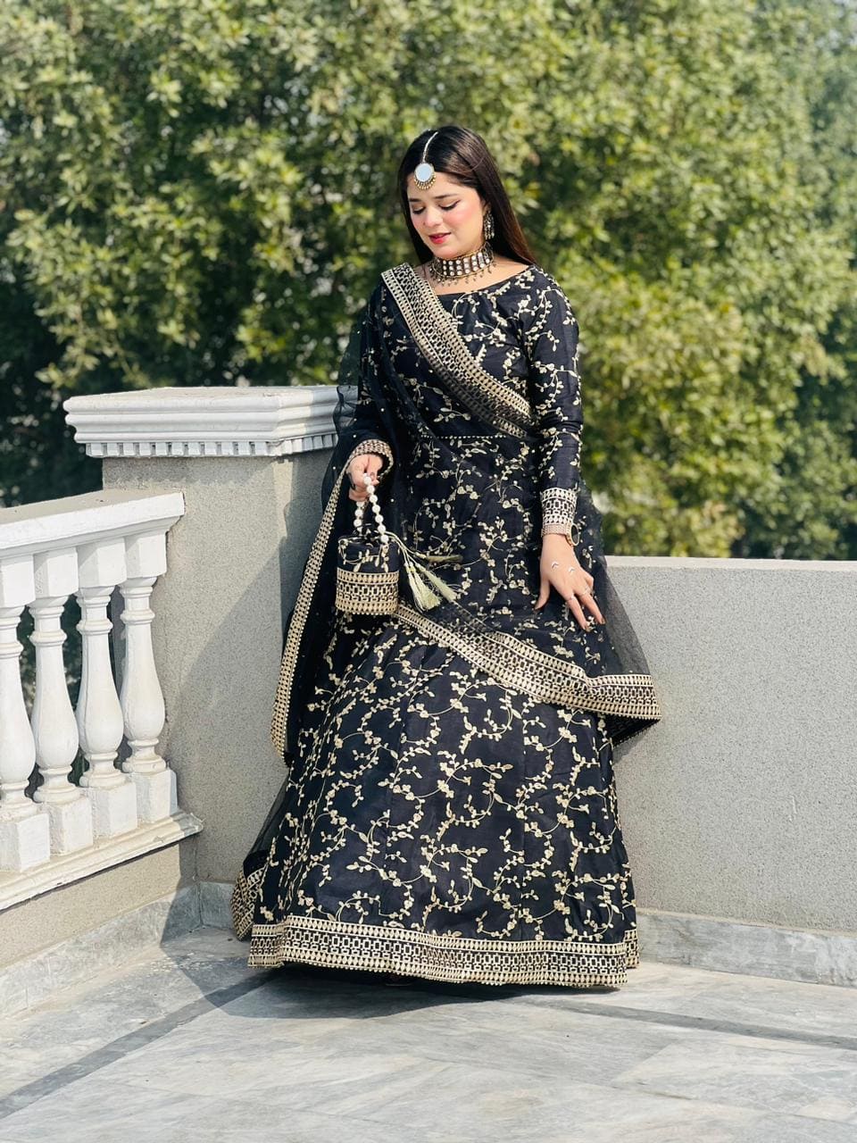 Black Ghazal Royal Tilla Lehenga Choli For Women