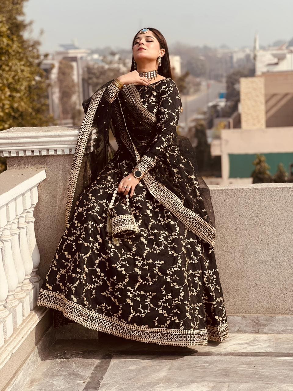 Black Ghazal Royal Tilla Lehenga Choli For Women