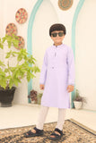 Elegant Lilac Cotton Kurta Pajama with Intricate Embellishments For Boys