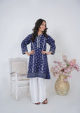 Blue Cambric Cotton 2-Piece Suit for Girls