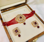NEELUM Choker Set: Available in Pearl, Green, Blue, and Maroon